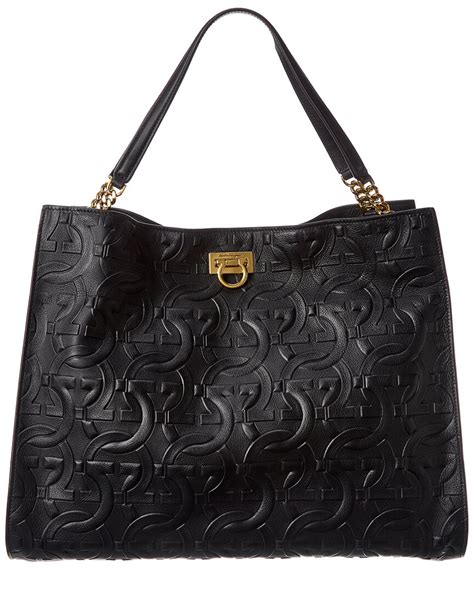 ferragamo black tote fake|ferragamo trifolio tote bag.